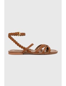 See by Chloé sandale de piele femei, culoarea maro