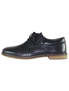 Pantofi barbati, Rieker, 13425-00-Negru, casual, piele naturala, perforati, cu toc, negru (Marime: 40)