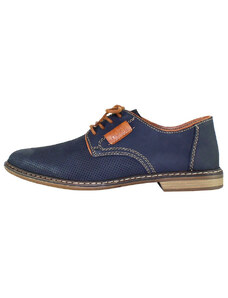 Pantofi barbati, Rieker, 13439-14-Albastru-Inchis, casual, piele naturala, perforati, cu toc, albastru inchis (Marime: 44)