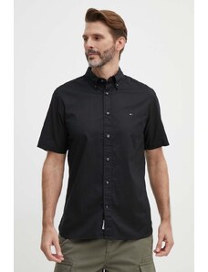 Tommy Hilfiger cămașă din bumbac bărbați, culoarea negru, cu guler button-down, regular MW0MW33809