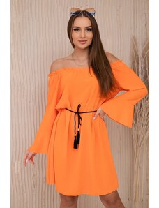 Kesi Dress tied at the waist with a string in orange
