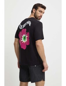 Guess tricou din bumbac FLOWER barbati, culoarea negru, cu imprimeu, F4GI01 I3Z11
