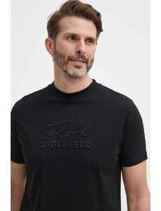 Karl Lagerfeld tricou din bumbac bărbați, culoarea negru, cu imprimeu, 542225.755030