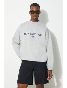 New Balance bluza Hoops barbati, culoarea gri, cu imprimeu, MT41597AGT