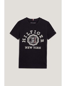 Tommy Hilfiger tricou de bumbac pentru copii culoarea negru, cu imprimeu