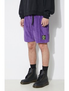 PLEASURES pantaloni scurți din catifea Flip Corduroy Shorts culoarea violet P24SP020.PURPLE