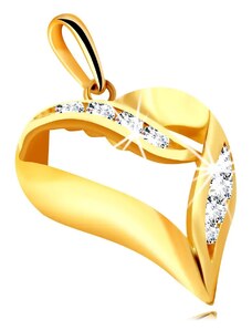 Bijuterii Eshop - Pandantiv din aur de 9K - linie neregulată de contur în formă de inimă, zirconii lucioase S4GG243.61