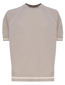 Eleventy Tricou pentru Bărbați, Knitted Beige Tshirt, Bej, Bumbac, 2024, S XXL