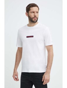 Tommy Hilfiger tricou din bumbac bărbați, culoarea alb, cu imprimeu, MW0MW34373