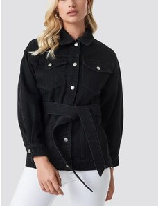 Jacheta din denim cu cordon, negru, dama, NA-KD