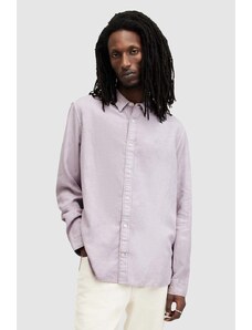 AllSaints cămașă de in LAGUNA LS SHIRT culoarea roz, cu guler button-down, relaxed, MS540Z