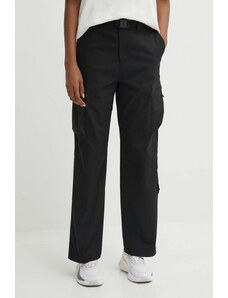 The North Face pantaloni femei, culoarea negru, drept, high waist, NF0A87ADJK31
