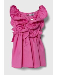 Pinko Up rochie din bumbac pentru copii culoarea roz, mini, evazati