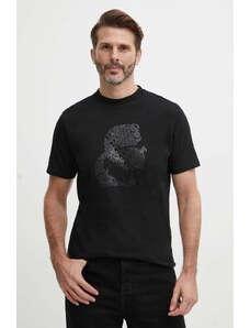 Karl Lagerfeld tricou din bumbac bărbați, culoarea negru, cu imprimeu, 542224.755082