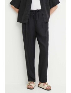 Tommy Hilfiger pantaloni din in culoarea negru, drept, high waist, WW0WW41347