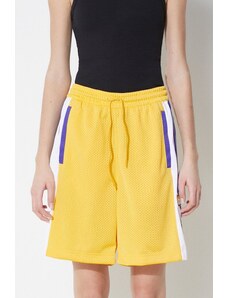 adidas Originals pantaloni scurti femei, culoarea galben, modelator, high waist, IS2471