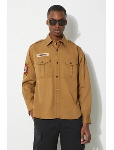 Human Made camasa din bumbac Boy Scout Shirt barbati, culoarea bej, cu guler clasic, regular, HM27SH001