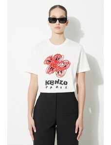 Kenzo tricou din bumbac Drawn Varsity Loose Tee femei, culoarea alb, FE52TS1024SG.02
