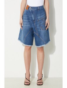 JW Anderson pantaloni scurti jeans Twisted Workwear Shorts femei, neted, high waist, DT0090.PG1164.831