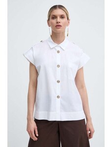 Twinset camasa femei, culoarea alb, cu guler clasic, relaxed