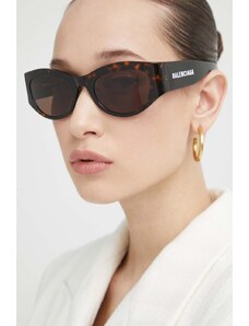 Balenciaga ochelari de soare femei, culoarea maro, BB0330SK