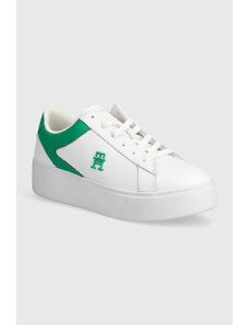 Tommy Hilfiger sneakers din piele TH PLATFORM COURT SNEAKER culoarea alb, FW0FW07910