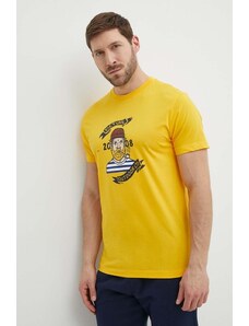 Picture tricou din bumbac Chuchie barbati, culoarea galben, cu imprimeu, MTS1140