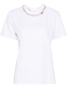 Alberta Ferretti crystal-embellished cotton T-shirt - White