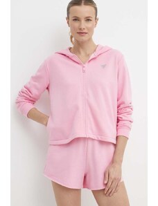 Guess bluza SKYLAR femei, culoarea roz, cu glugă, neted, V4GQ09 K8802