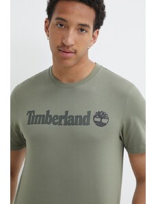 Timberland tricou din bumbac barbati, culoarea verde, cu imprimeu, TB0A5UPQ5901