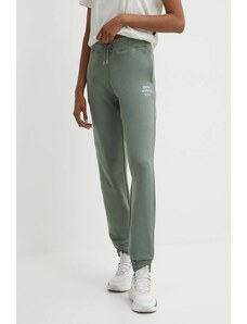 Casall pantaloni de trening din bumbac culoarea verde, cu imprimeu