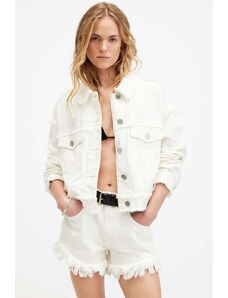 AllSaints geaca jeans CLAUDE FRAY JACKET femei, culoarea alb, de tranzitie, W054OA