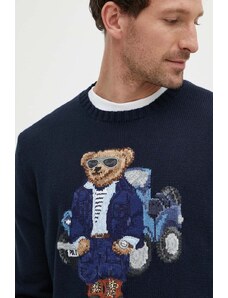 Polo Ralph Lauren pulover de bumbac culoarea bleumarin, 710934022