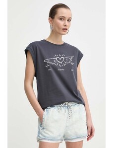 Miss Sixty tricou din bumbac x Keith Haring femei, culoarea gri, 6L1SJ2400000