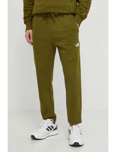 The North Face pantaloni de trening din bumbac culoarea verde, cu imprimeu, NF0A87DEPIB1
