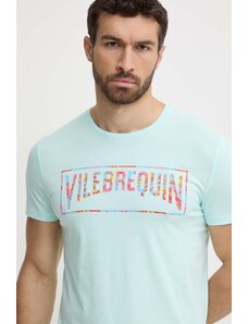 Vilebrequin tricou din bumbac THOM barbati, culoarea turcoaz, cu imprimeu, THOAP349