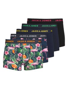 JACK & JONES Boxeri 'Pink Flamingo' bleumarin / galben / verde / roz