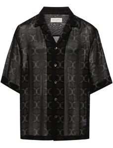 DRIES VAN NOTEN geometric-print chiffon shirt - Grey