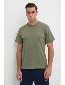 Lacoste tricou din bumbac barbati, culoarea verde, neted