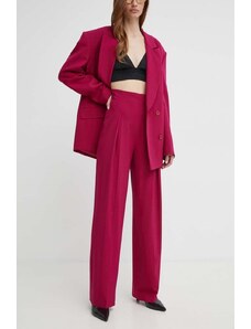 La Mania pantaloni MOVE femei, culoarea roz, lat, high waist, MOVE