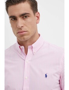 Polo Ralph Lauren cămașă bărbați, culoarea roz, cu guler button-down, slim 710929344