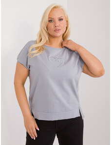 Fashionhunters Grey blouse plus size with slits