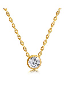 Bijuterii Eshop - Colier din aur de 9K - diamant rotund într-o lunetă strălucitoare, lanț subțire S3BT509.04