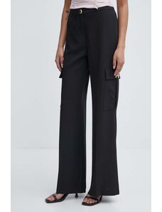 Artigli pantaloni femei, culoarea negru, lat, high waist, AP38108