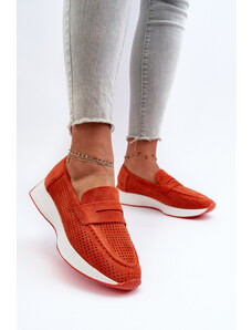 Kesi Women's loafers on Eco Suede platform, orange Inesqua