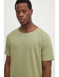 Tommy Hilfiger tricou din amestec de in culoarea verde, uni UM0UM03226