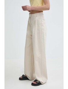 MAX&Co. pantaloni femei, culoarea bej, lat, high waist, 2416131104200 2416130000000