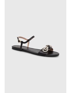 Love Moschino sandale de piele femei, culoarea negru, JA16181G1IIE0000