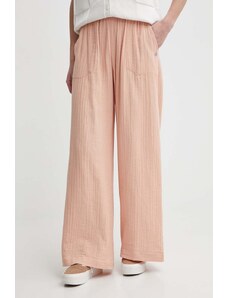 Roxy pantaloni de bumbac culoarea portocaliu, lat, high waist, ERJNP03546