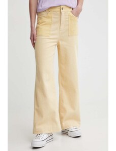 Billabong pantaloni de catifea cord Since 73 culoarea galben, drept, high waist, UBJNP00183